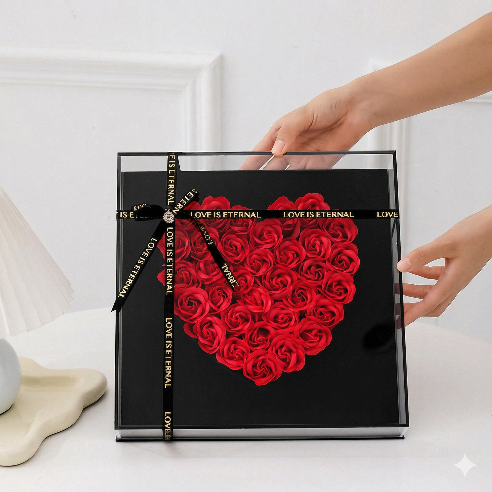 Eternal Heart Rose Acrylic Box – Meaningful Gift for Love, Family & Friendship